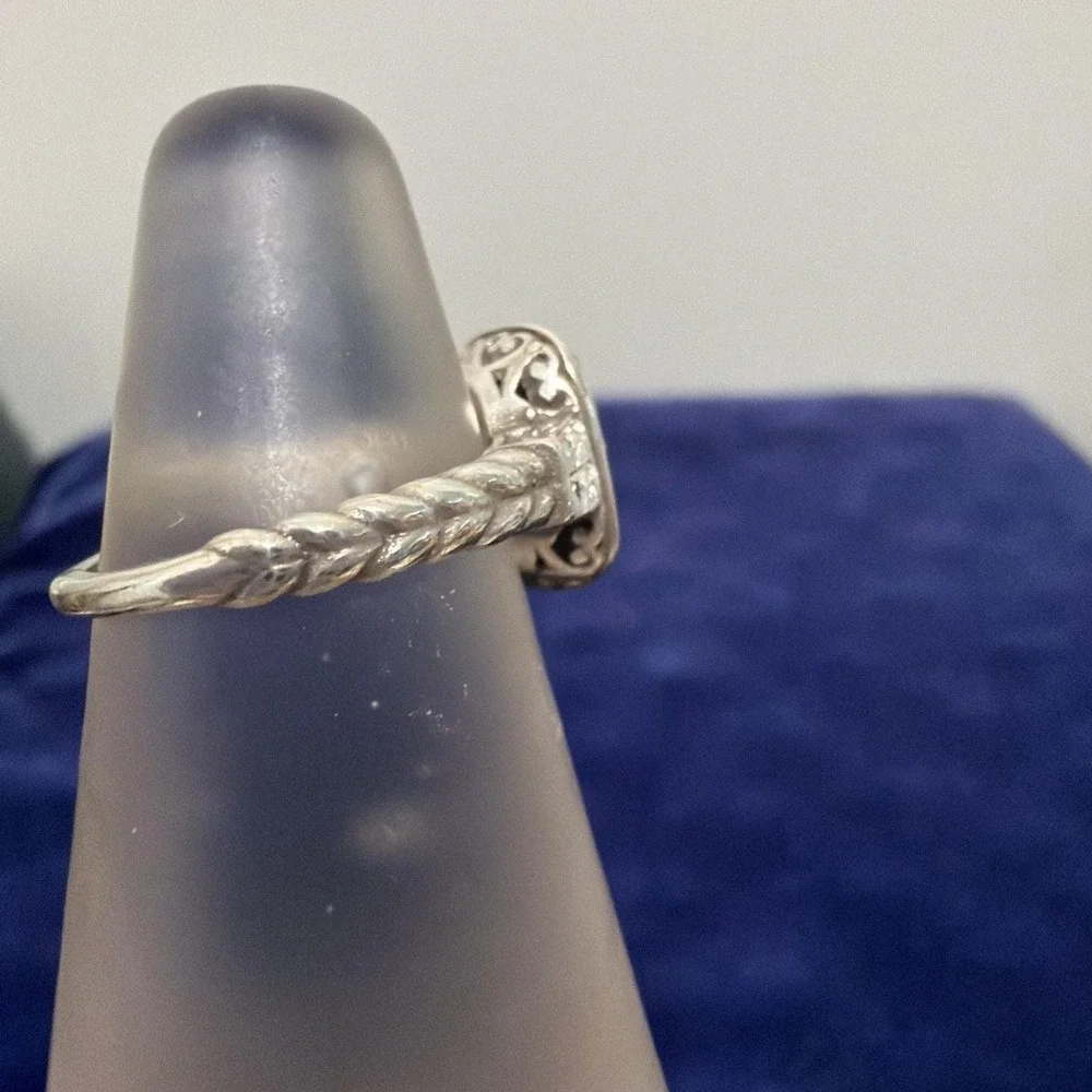 Brighton Reina Cushion-Cut Crystal Silver Plated Ring Size 7